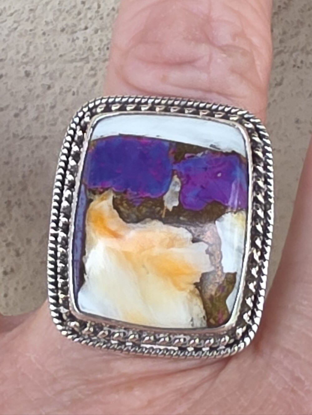 Purple Spiny Oyster Turquoise Gemstone Ring In 925 Sterling Silver (7)